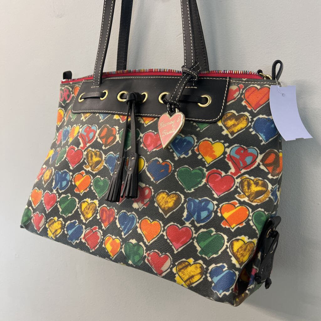 Dooney & Bourke Black/ Multi Y2K Crayon Hearts Purse