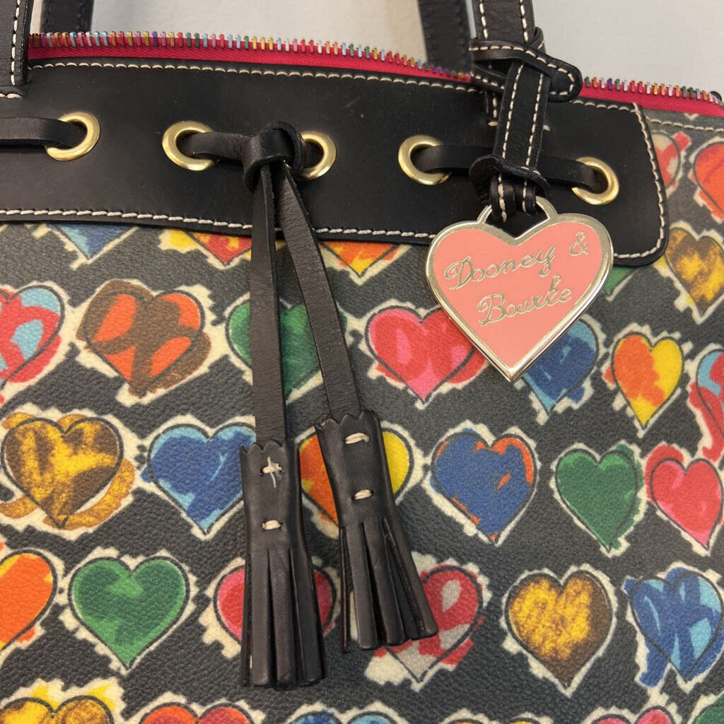 Dooney & Bourke Black/ Multi Y2K Crayon Hearts Purse