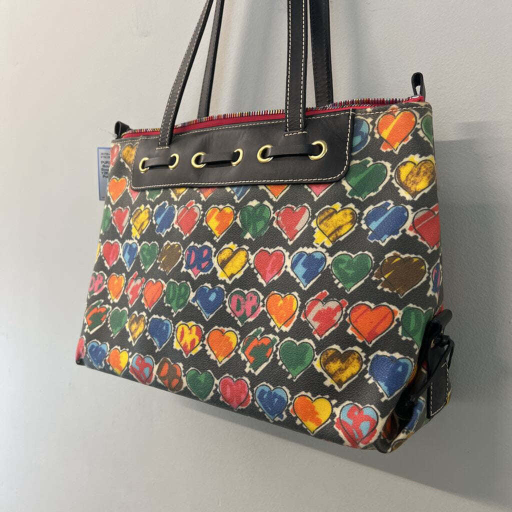 Dooney & Bourke Black/ Multi Y2K Crayon Hearts Purse