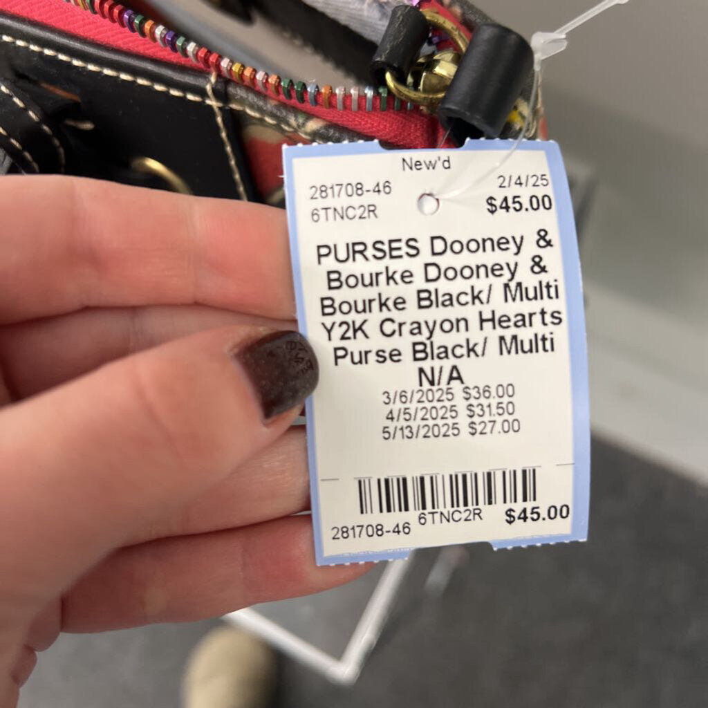 Dooney & Bourke Black/ Multi Y2K Crayon Hearts Purse