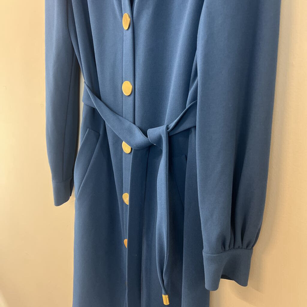 Diane von Furstenberg Blue Button Down Tie Waist Dress 6