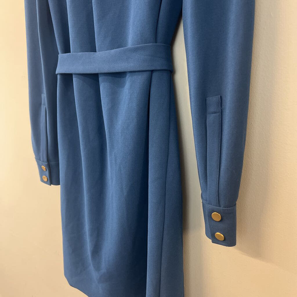 Diane von Furstenberg Blue Button Down Tie Waist Dress 6