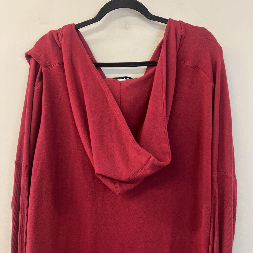 Athleta Soft Red Long Sleeve Hooded Poncho Top Large