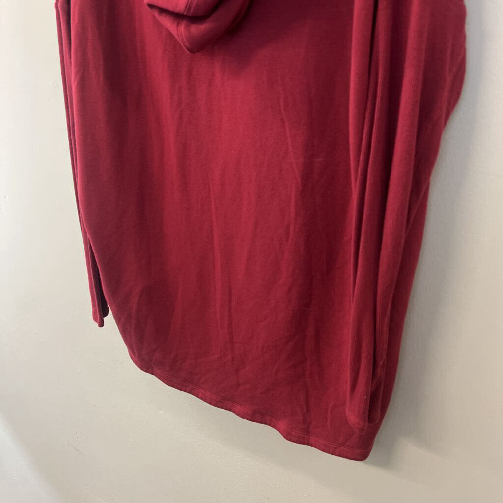 Athleta Soft Red Long Sleeve Hooded Poncho Top Large