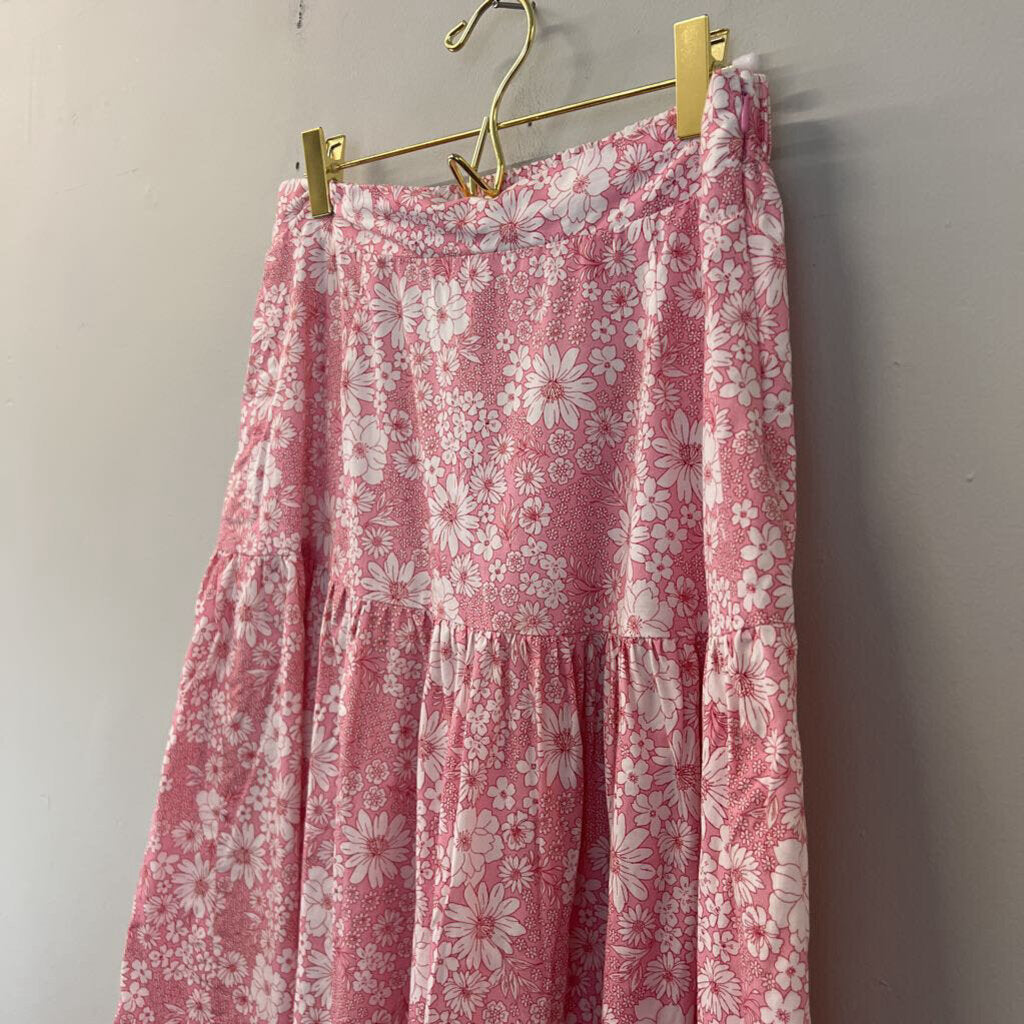 Altar'd State Pink Flower Print Maxi Skirt Large