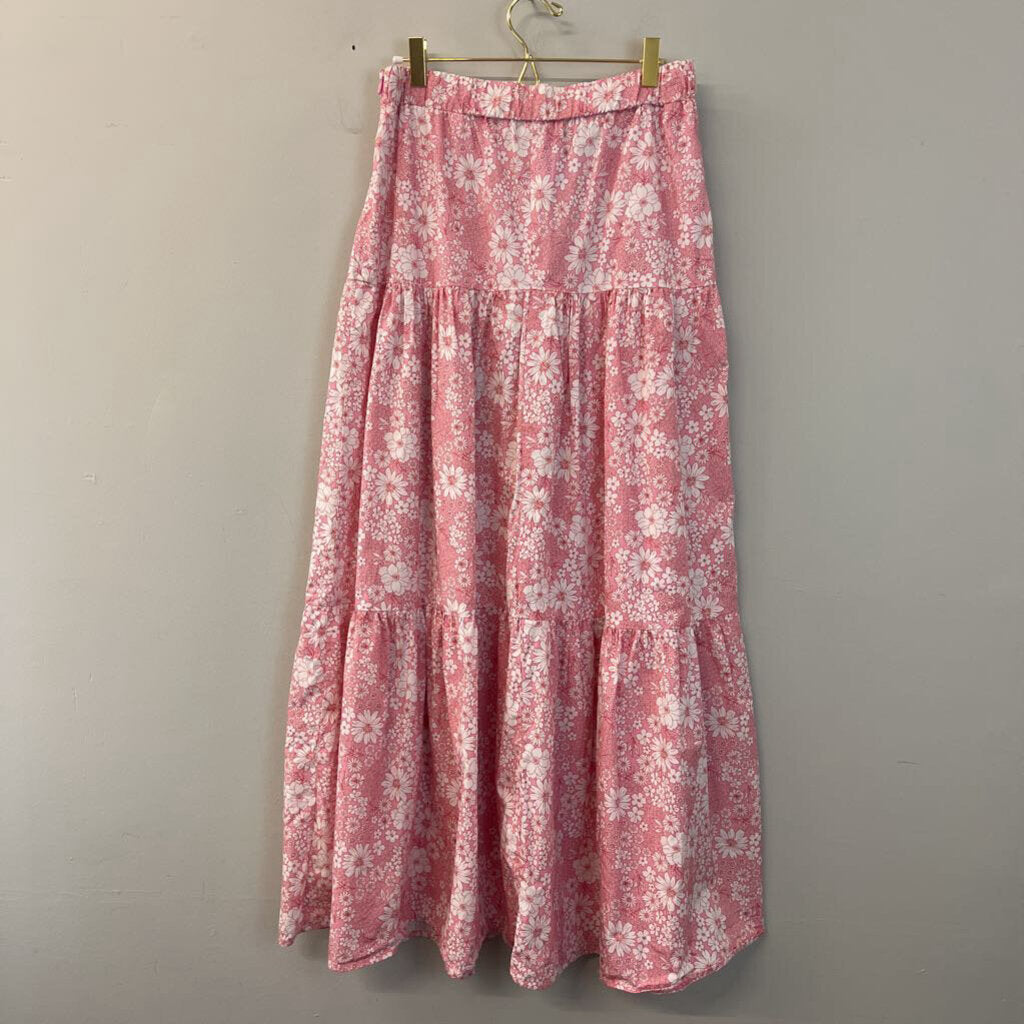 Altar'd State Pink Flower Print Maxi Skirt Large