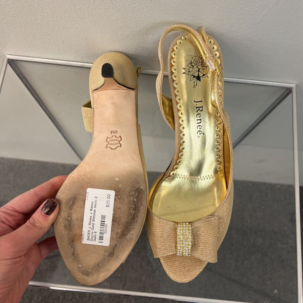 J. Renee Dayna Gold Shimmer Heels 8