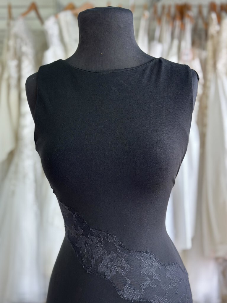 She by Sheri Bodell Black Lace Cut Out Long Formal Dress Medium