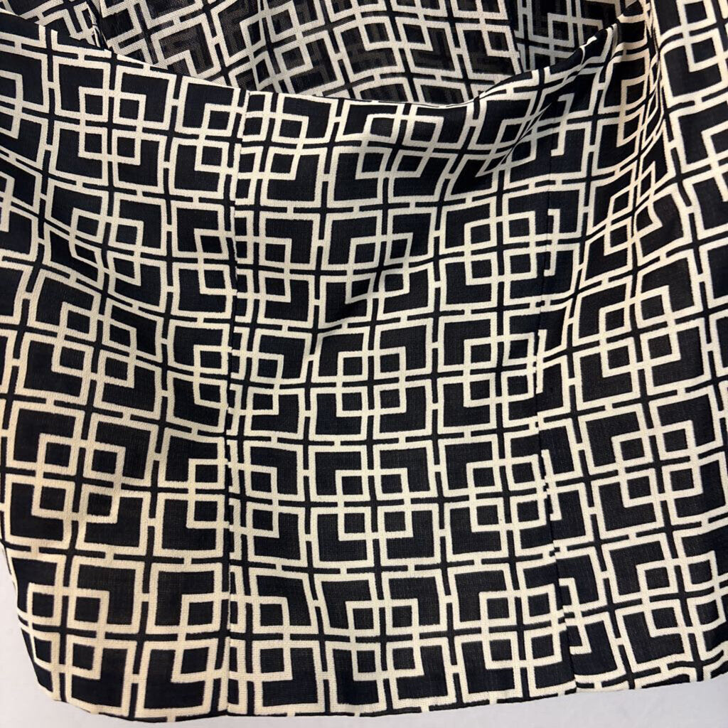 Lafayette 148 Black/ Cream Print Wrap Top 6