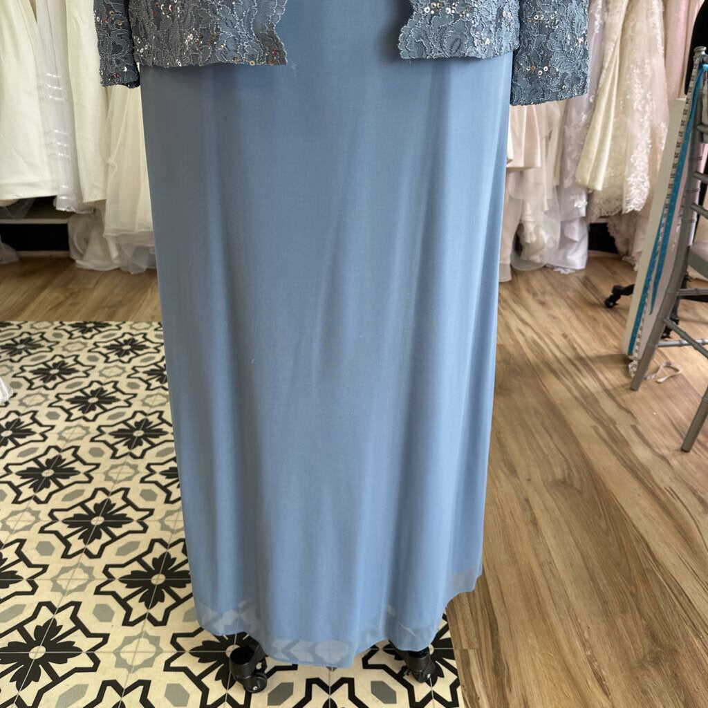 Onyx Nite Dusty Blue Lace Top/ Jacket Dress Set 20W