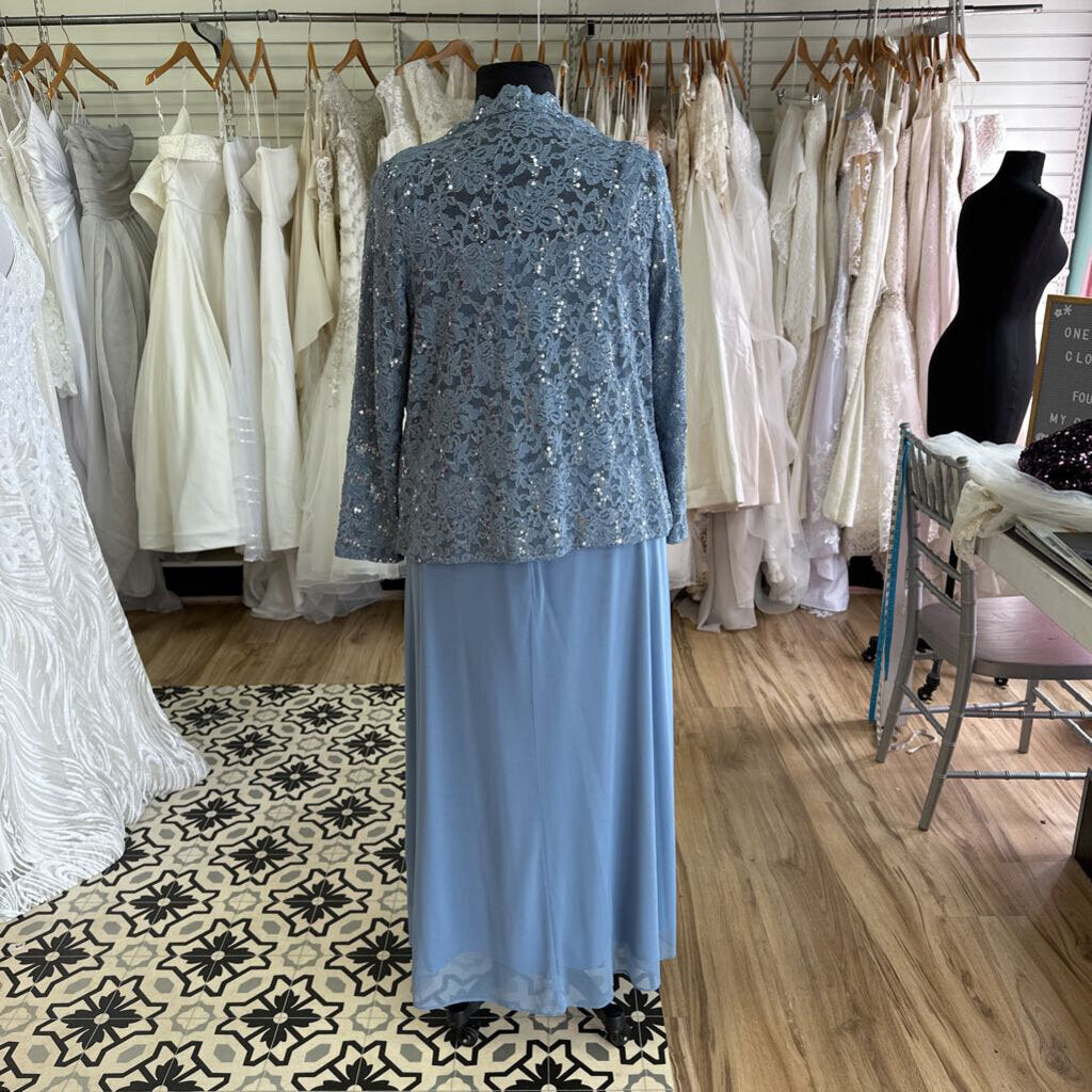 Onyx Nite Dusty Blue Lace Top/ Jacket Dress Set 20W