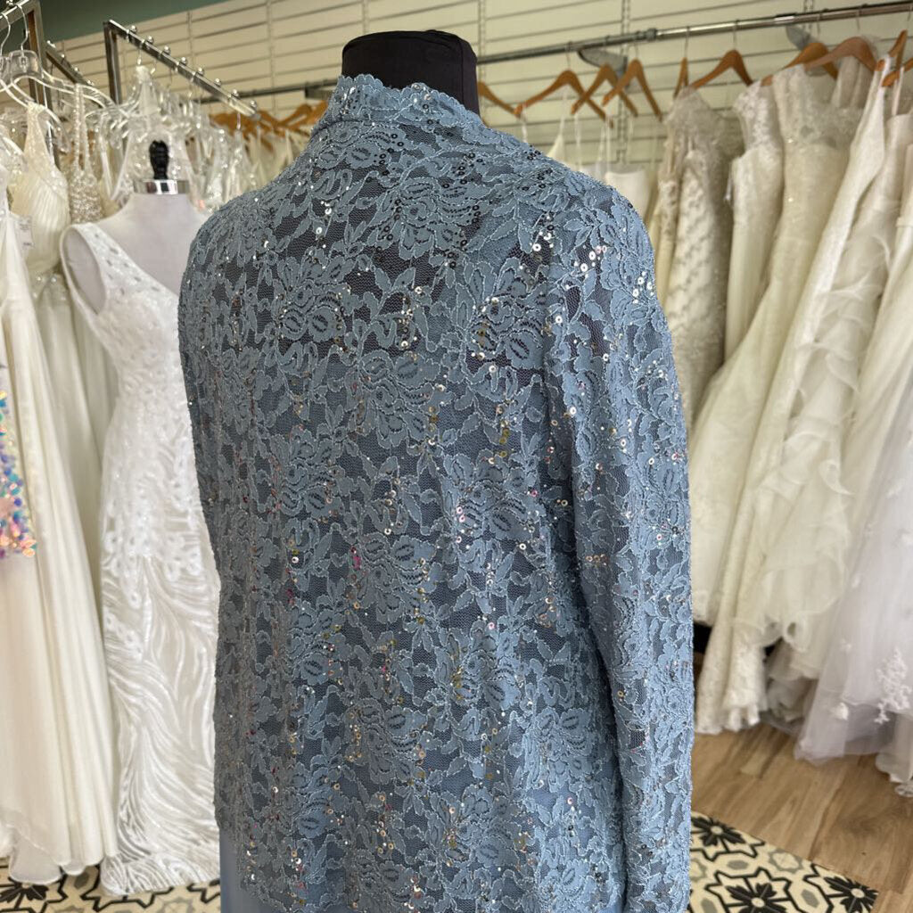 Onyx Nite Dusty Blue Lace Top/ Jacket Dress Set 20W