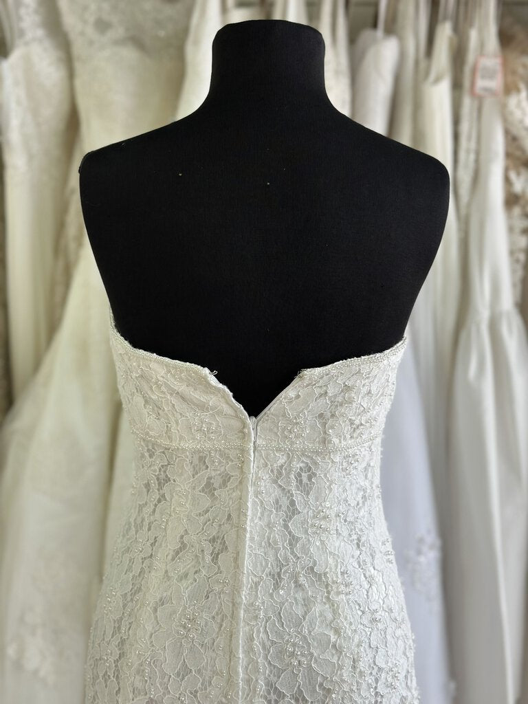 Galina Ivory Pearl Detail Lace Strapless Bridal Gown 4