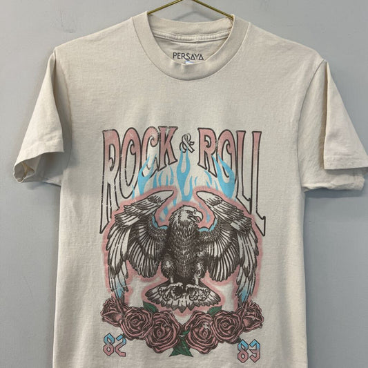 Persaya Beige/ Multi Rock & Roll Short Sleeve Graphic Tee Small