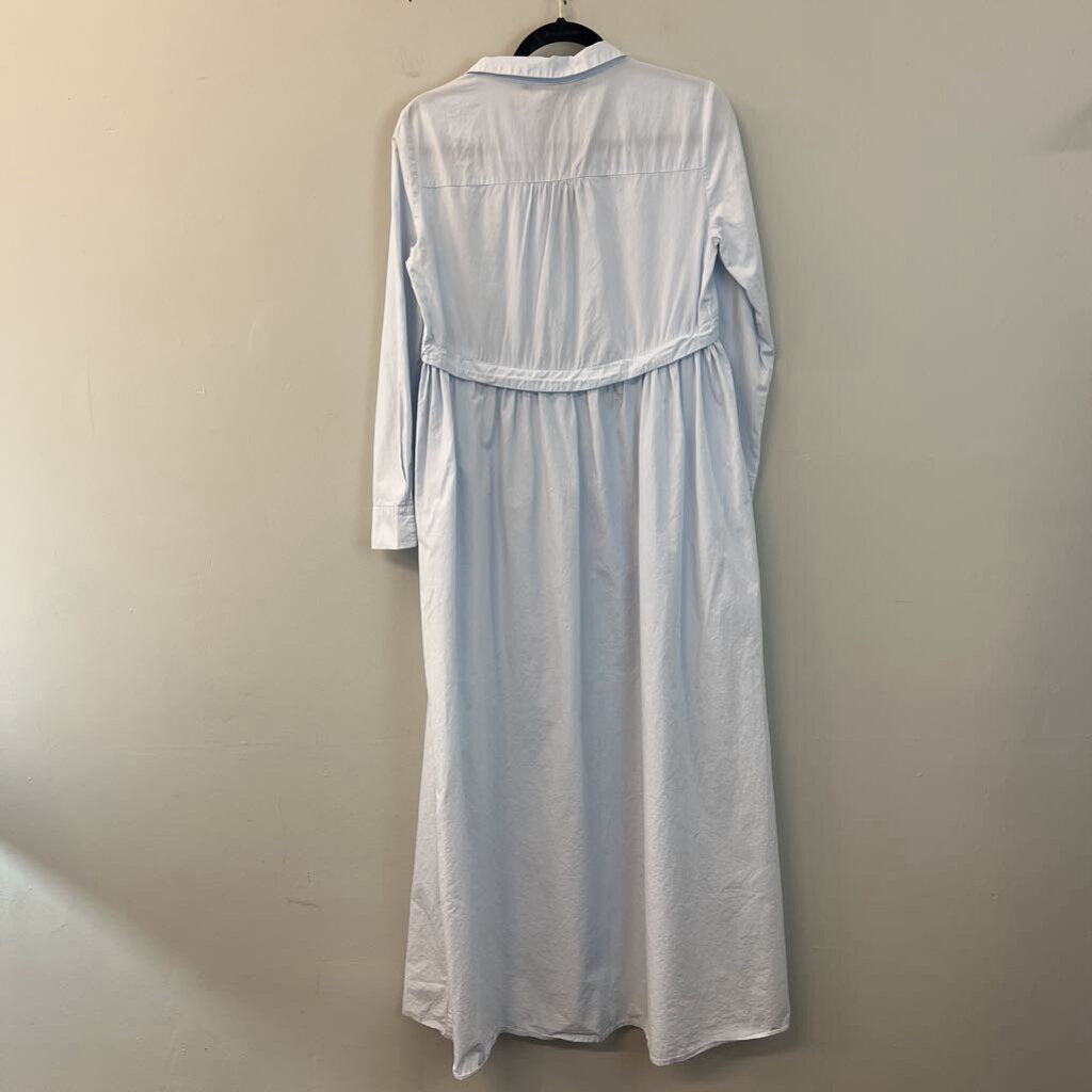 Zara Blue Long Sleeve Half Button Down Collared Maxi Dress Small