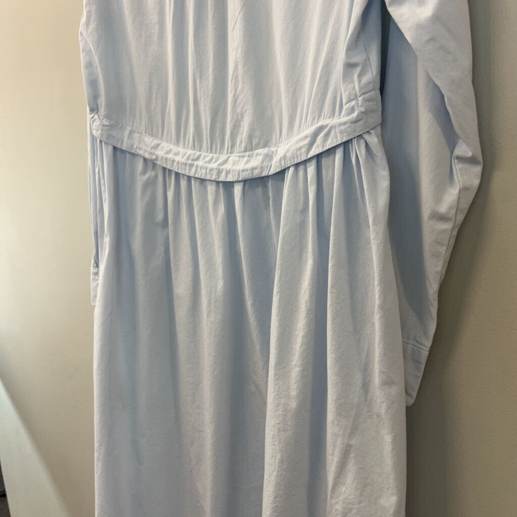 Zara Blue Long Sleeve Half Button Down Collared Maxi Dress Small