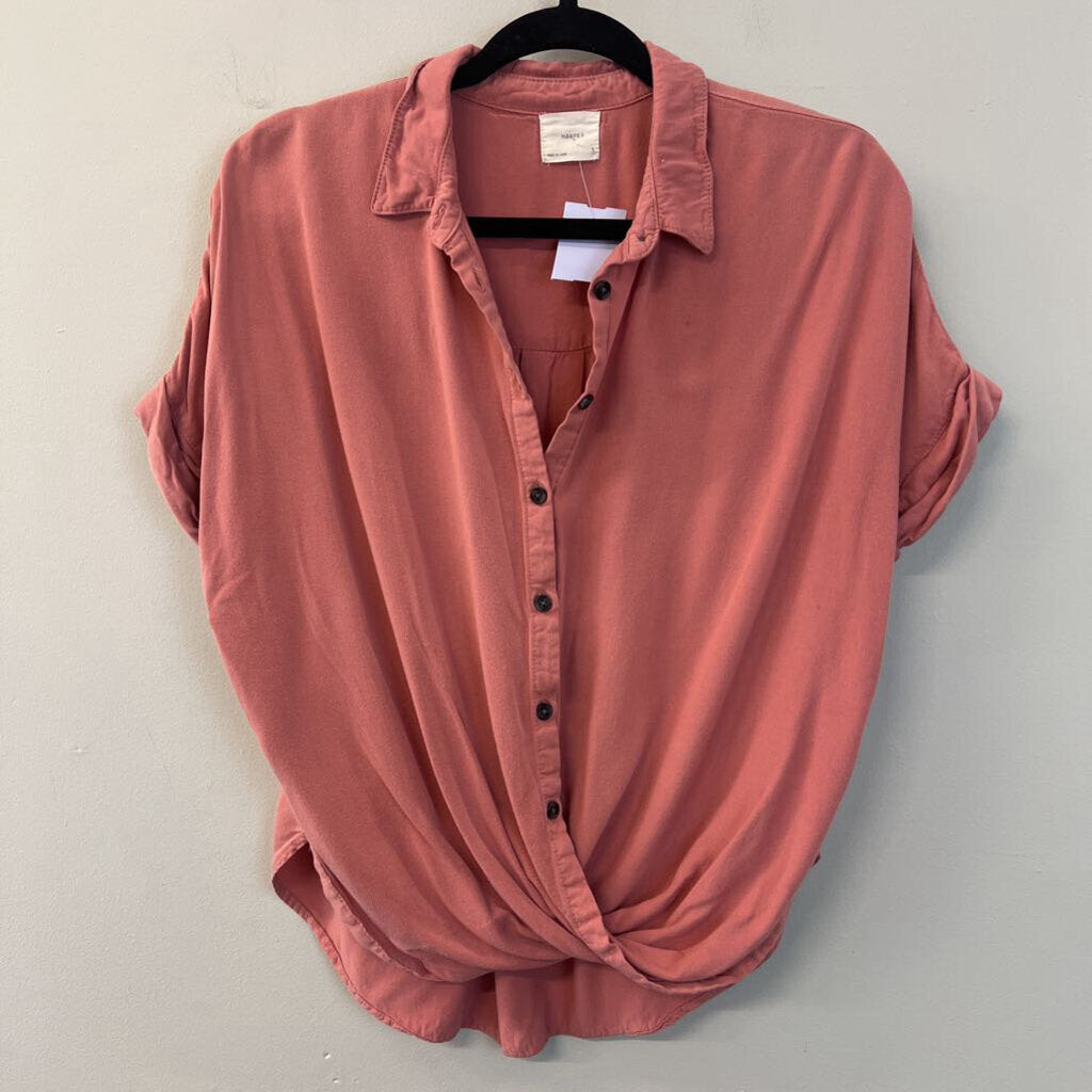 Harper Brick Red Short Sleeve Button Down Top Small