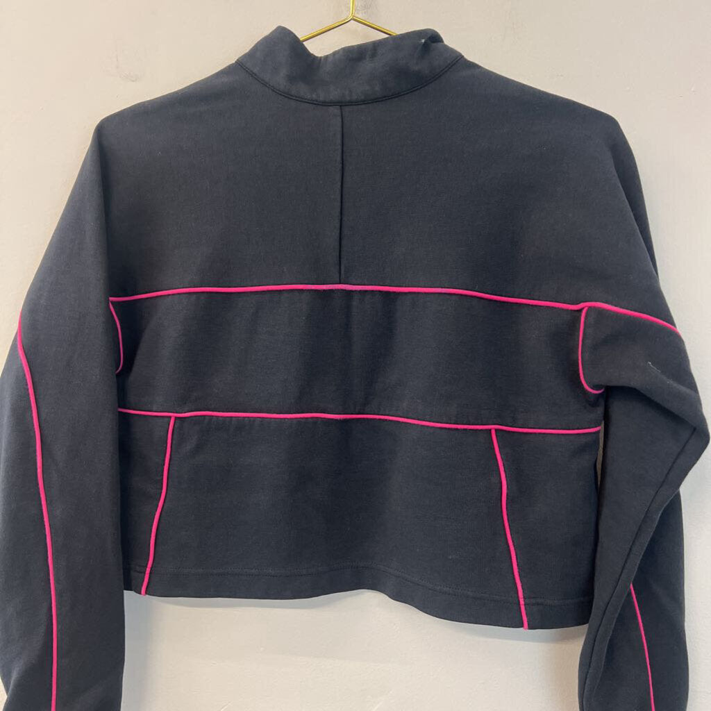 Adidas Black/ Pink Cropped Logo Pullover Small