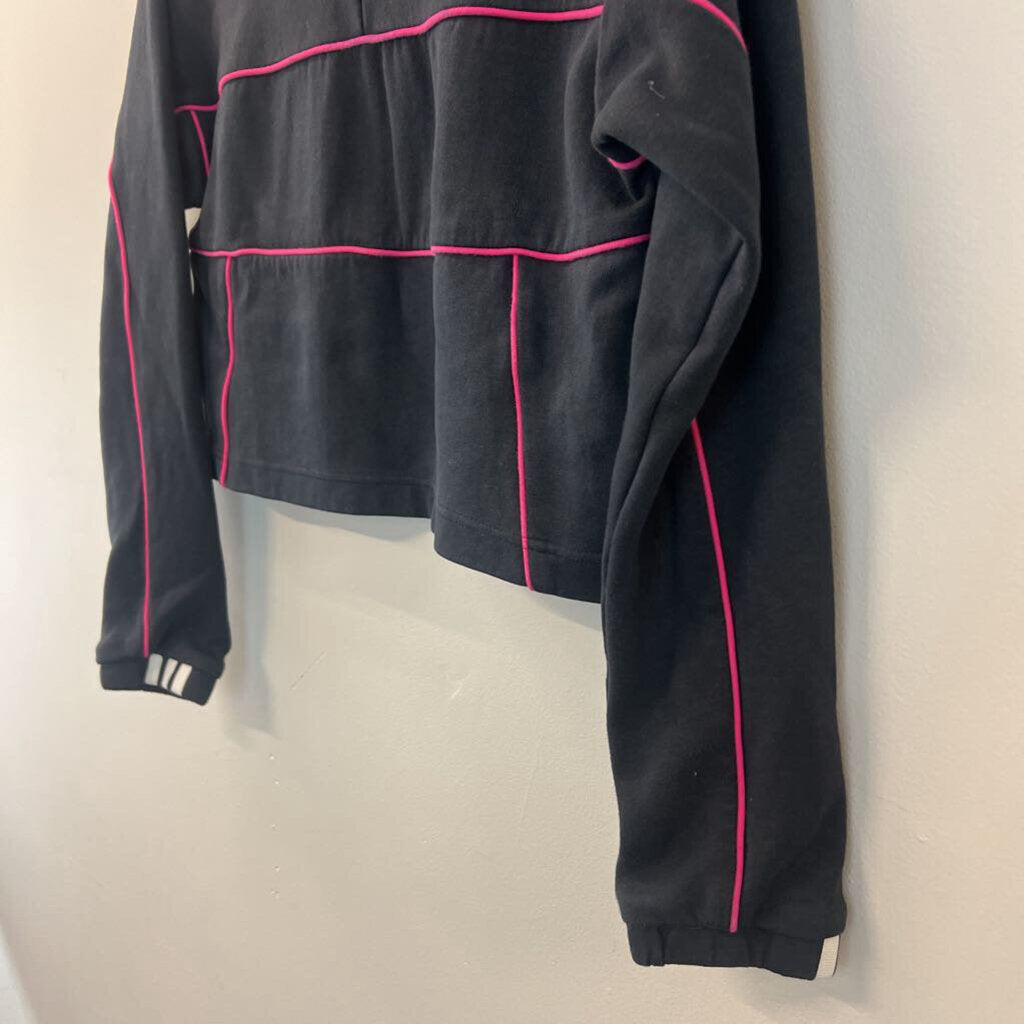 Adidas Black/ Pink Cropped Logo Pullover Small