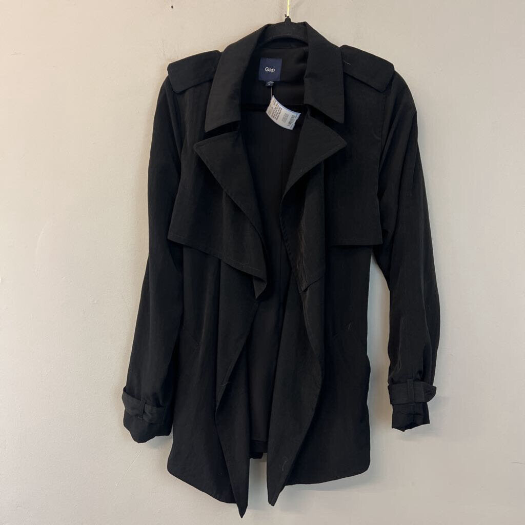 Gap Black Open Front Tie Waist Jacket Medium