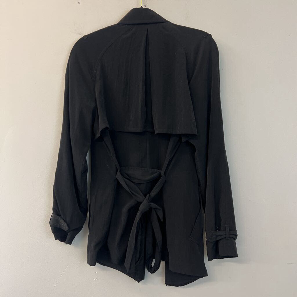 Gap Black Open Front Tie Waist Jacket Medium