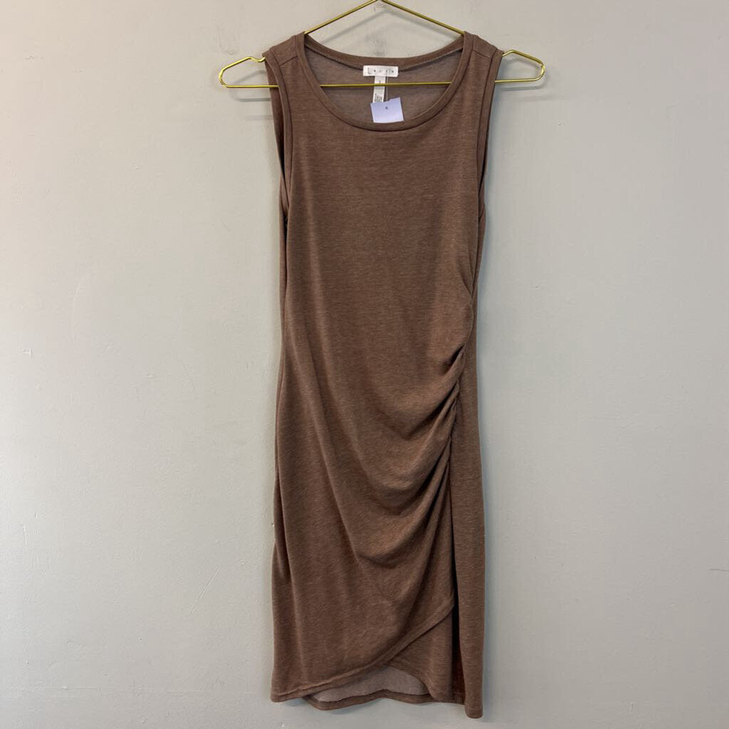 Leith Brown Fitted Ruched Side Tank Dress Small