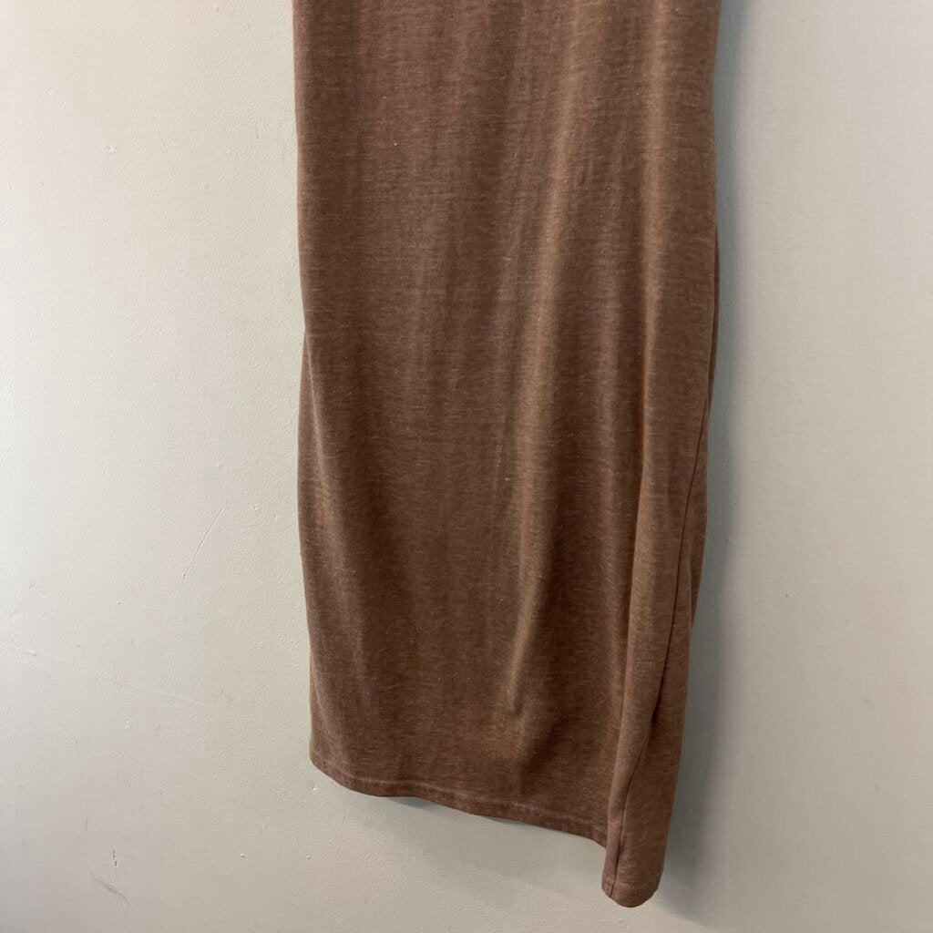 Leith Brown Fitted Ruched Side Tank Dress Small
