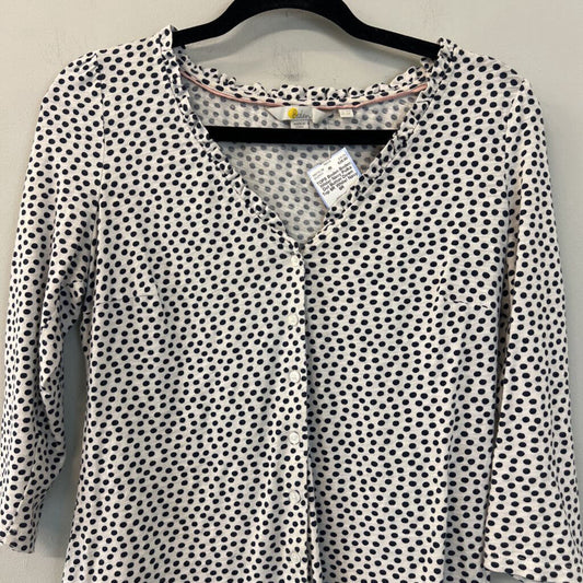 Boden White/ Navy Polka Dot Button Down Top 6R