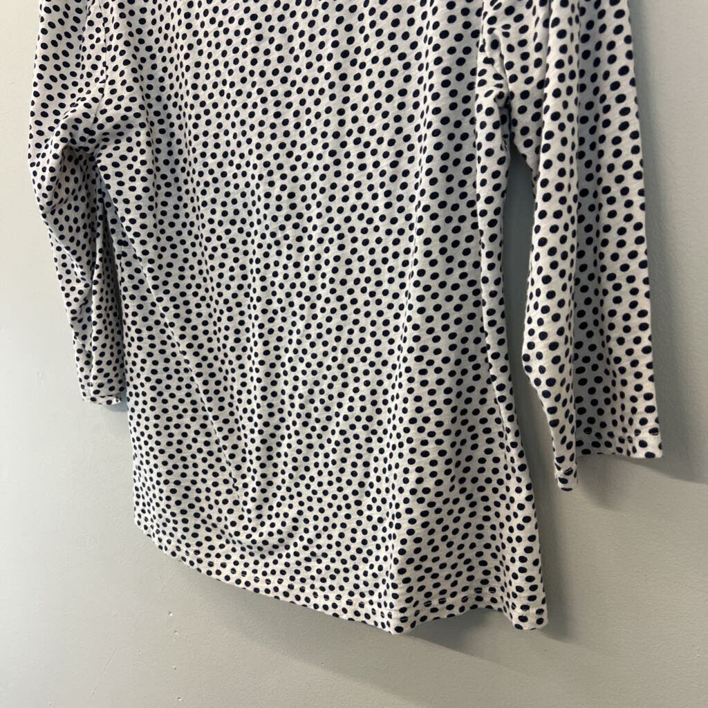 Boden White/ Navy Polka Dot Button Down Top 6R