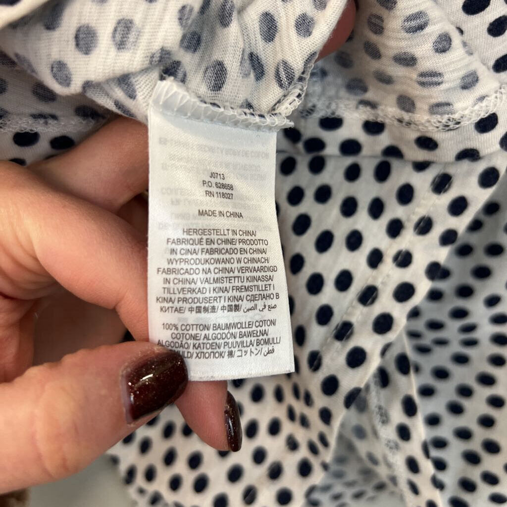 Boden White/ Navy Polka Dot Button Down Top 6R