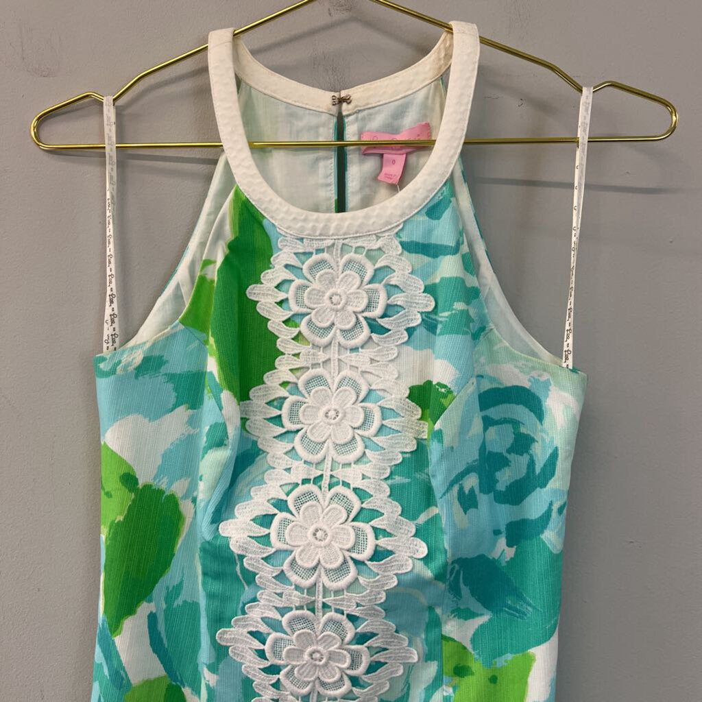 Lilly Pulitzer Blue/ White Print Pearl Shift Dress 0