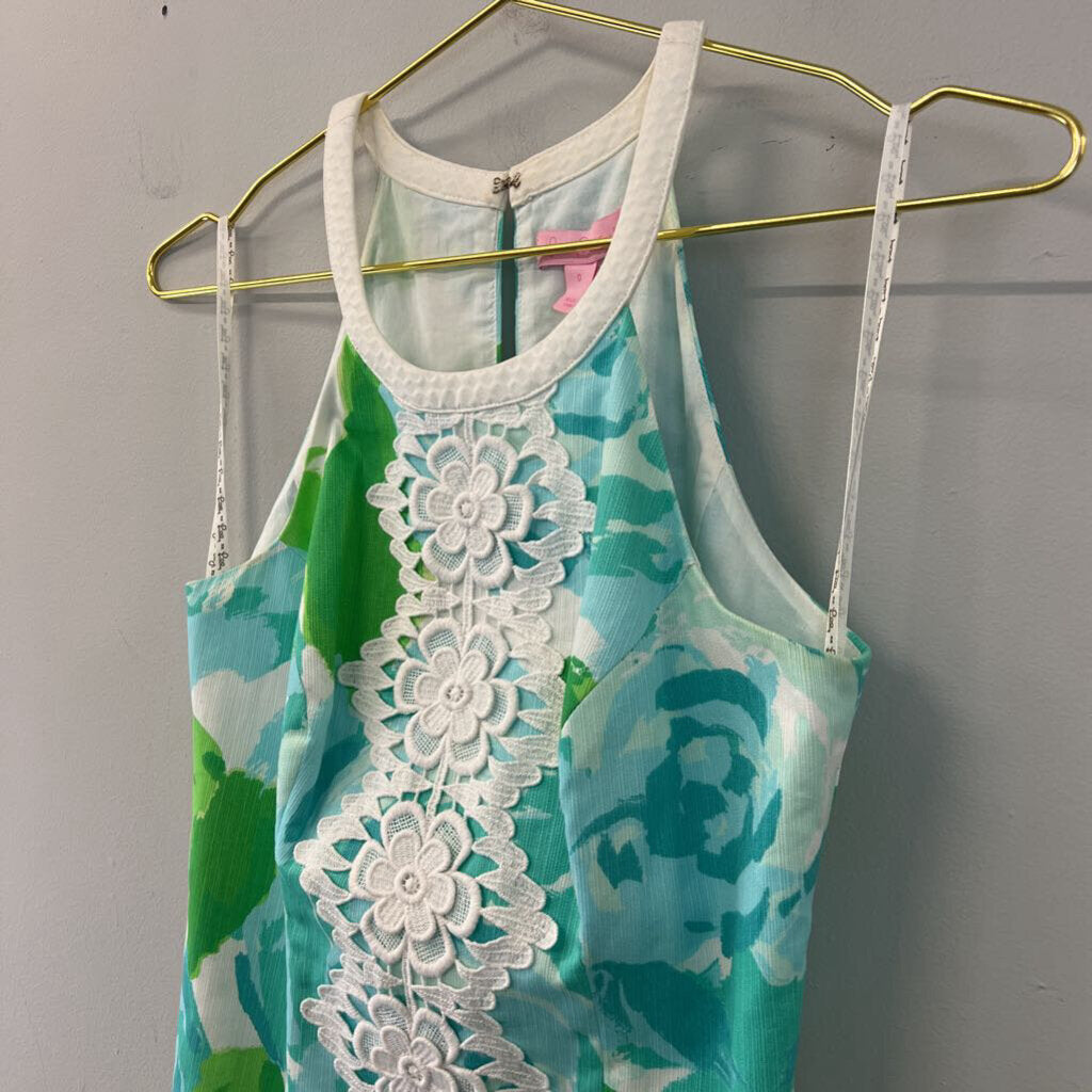 Lilly Pulitzer Blue/ White Print Pearl Shift Dress 0