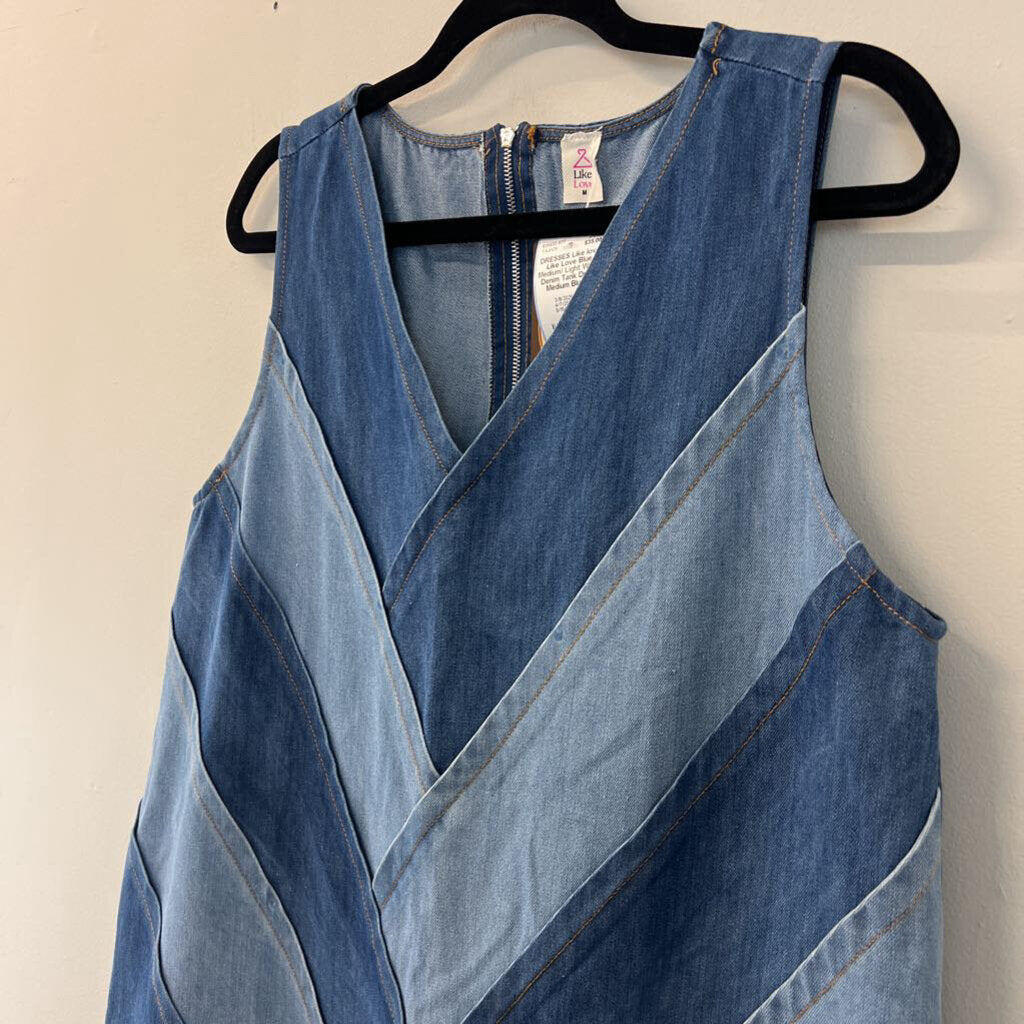 Like Love Blue Medium/ Light Wash Denim Tank Dress Medium