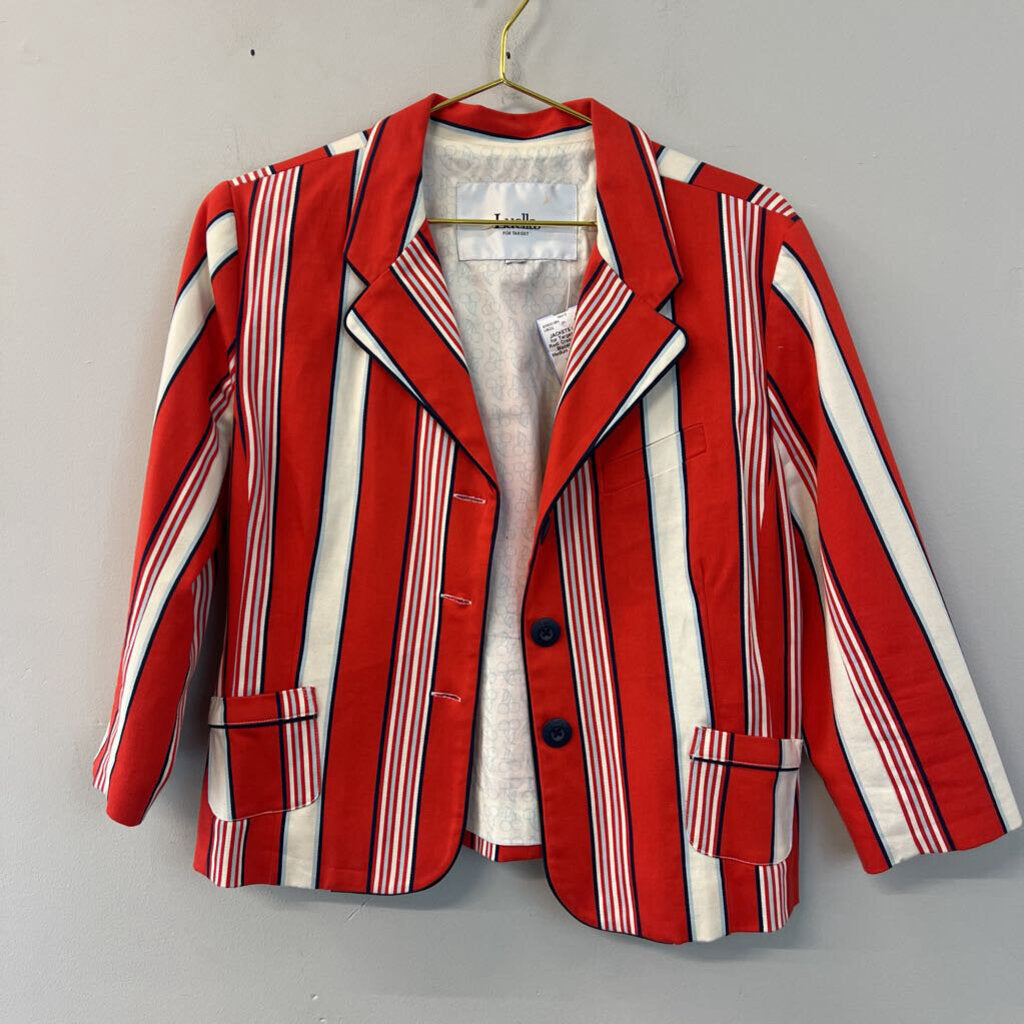 Luella Red/ Cream Striped Blazer Jacket Medium