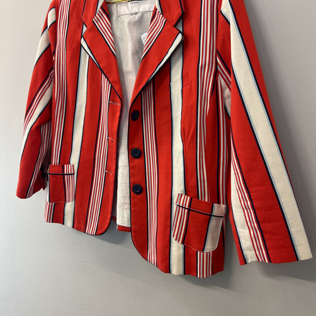 Luella Red/ Cream Striped Blazer Jacket Medium