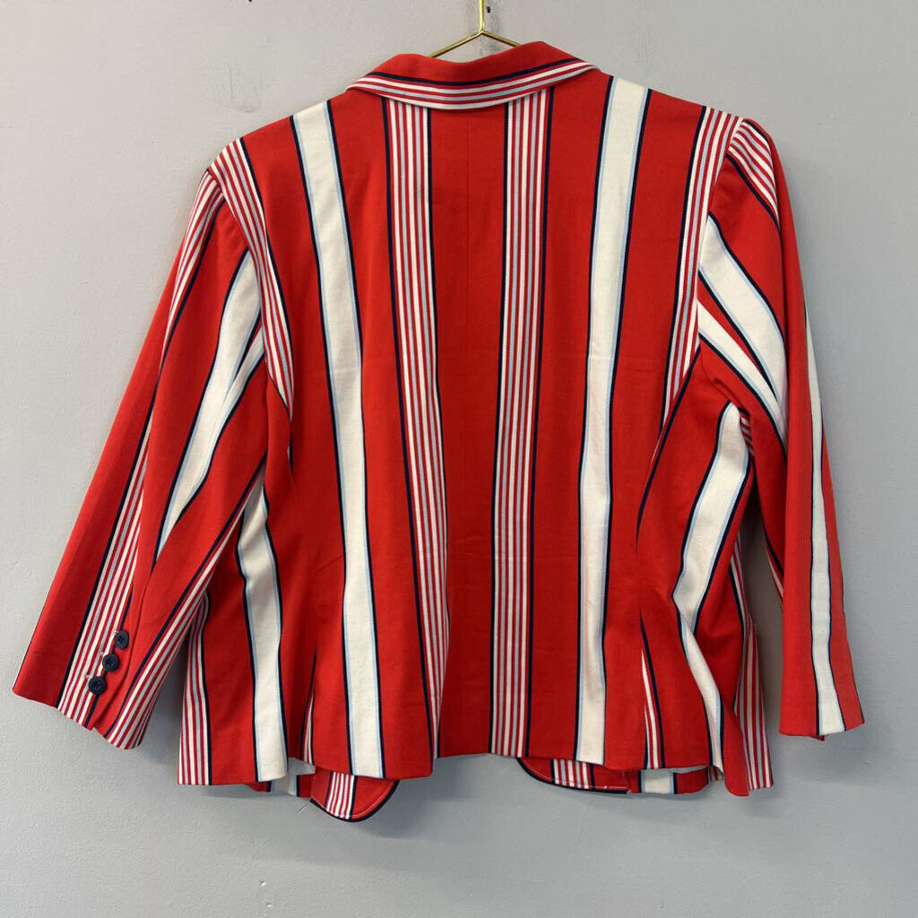 Luella Red/ Cream Striped Blazer Jacket Medium