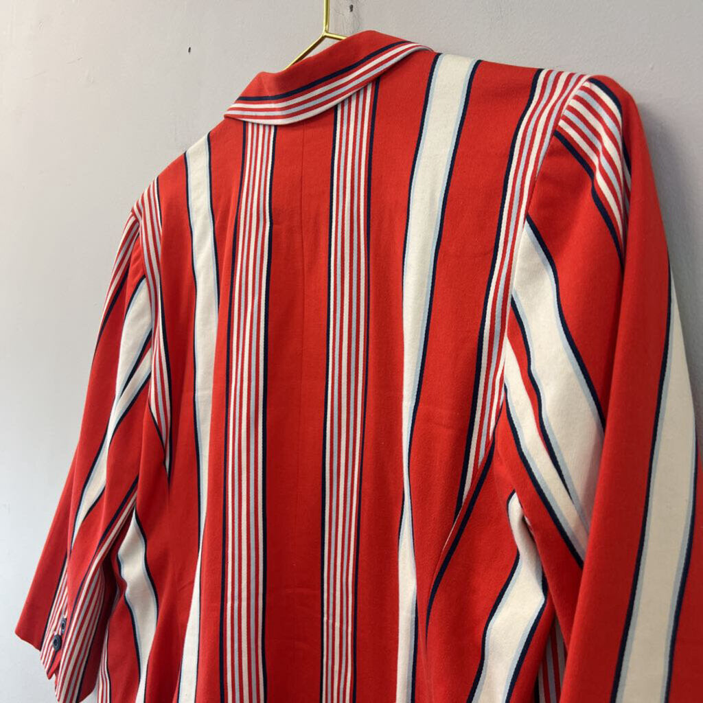 Luella Red/ Cream Striped Blazer Jacket Medium