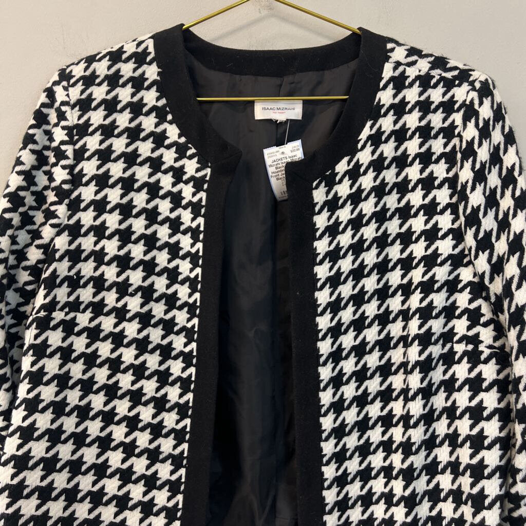 Isaac Mizrahi Black/ White Houndstooth Open Front Jacket Medium