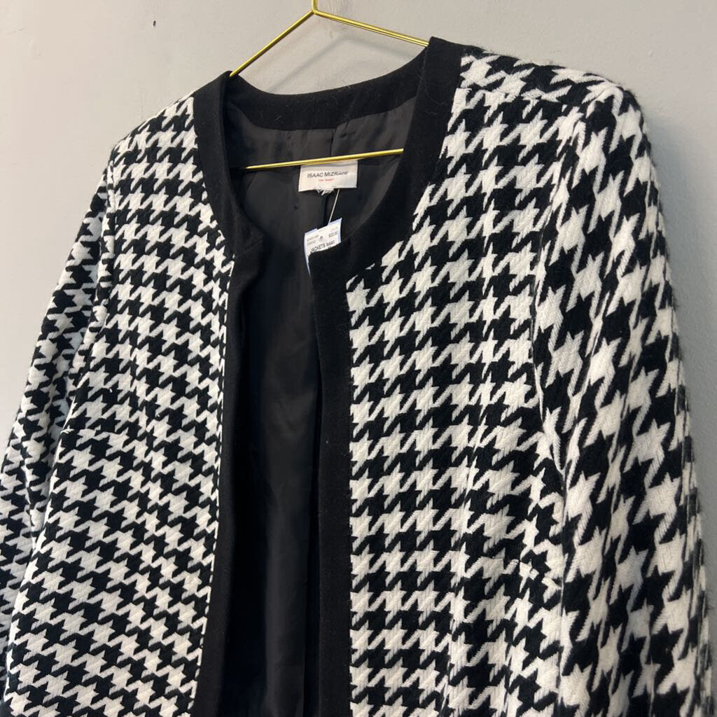 Isaac Mizrahi Black/ White Houndstooth Open Front Jacket Medium