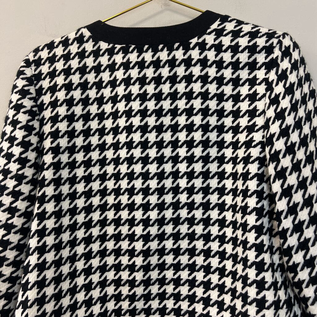 Isaac Mizrahi Black/ White Houndstooth Open Front Jacket Medium