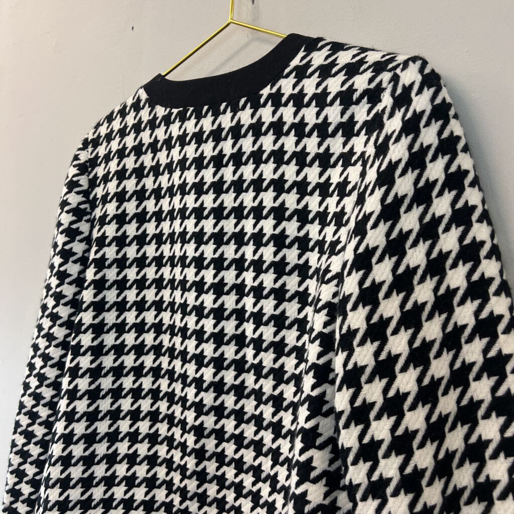 Isaac Mizrahi Black/ White Houndstooth Open Front Jacket Medium