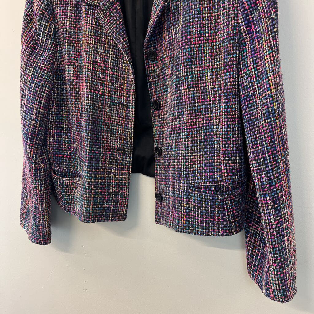 Vintage Soiree Black/ Multi Tweed Blazer Jacket Large