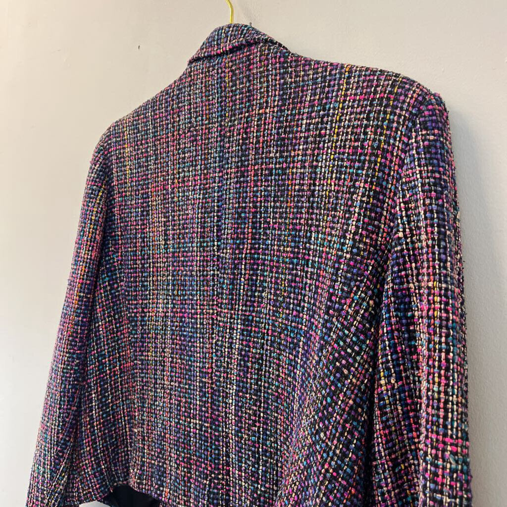 Vintage Soiree Black/ Multi Tweed Blazer Jacket Large