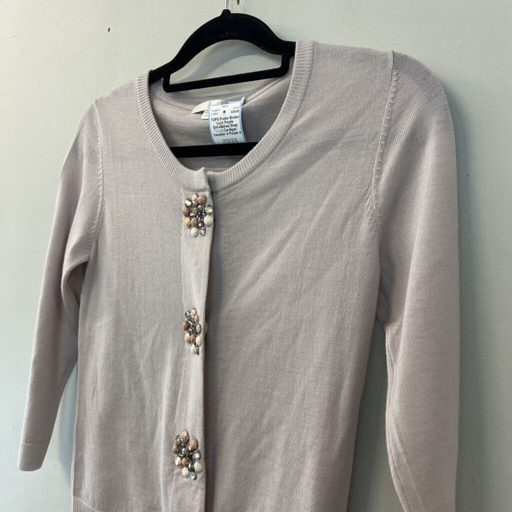 Boden Light Purple Embellished Snap Front Cardigan Sweater 4