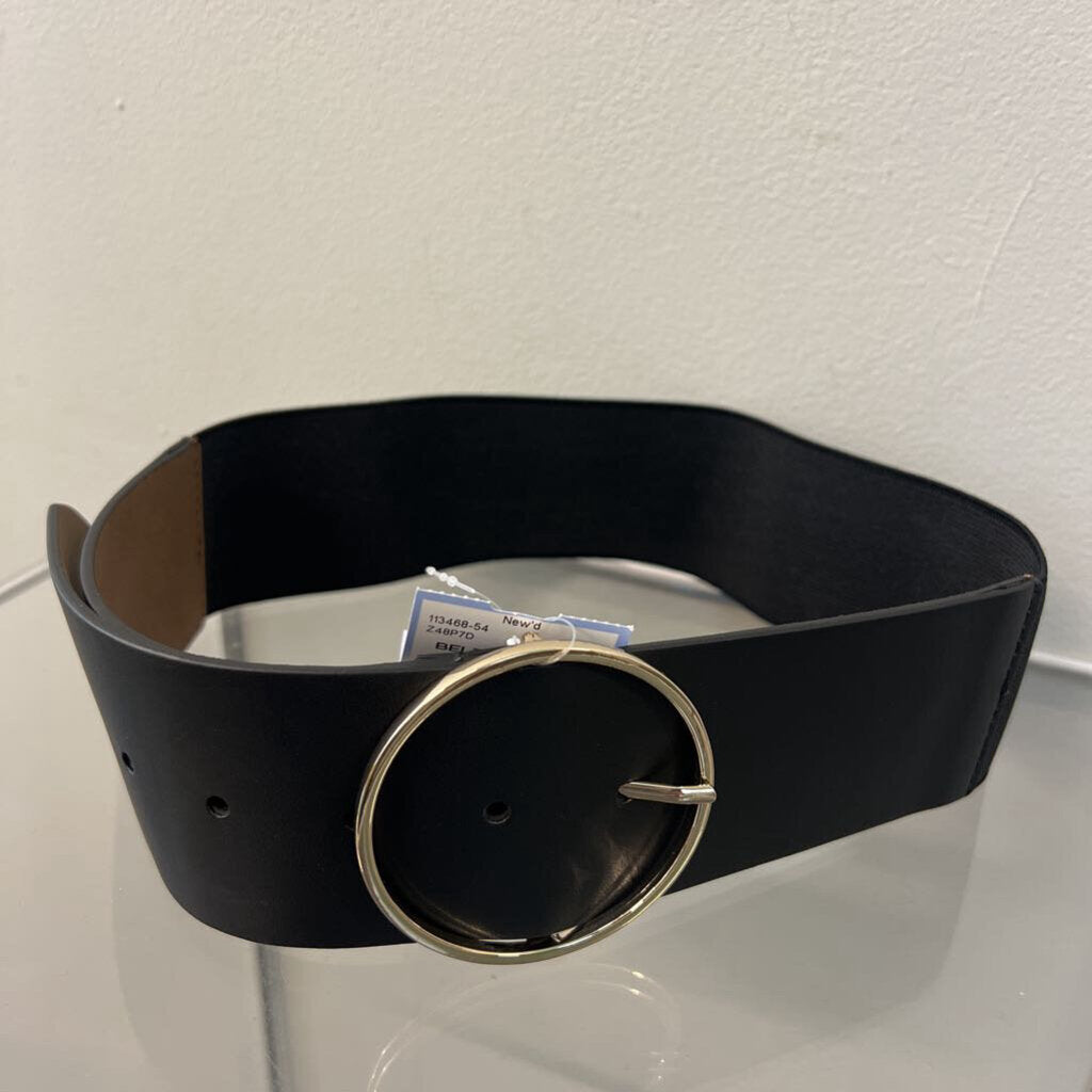 Black Wide Stretchy/ Leather Belt Small