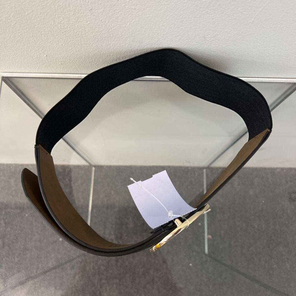 Black Wide Stretchy/ Leather Belt Small