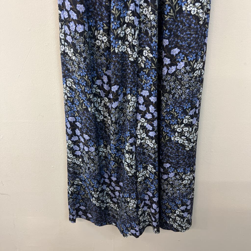 Rebecca Taylor 100% Silk Navy/ Blue Flower Print Short Ruffle Sleeve Jumpsuit 4