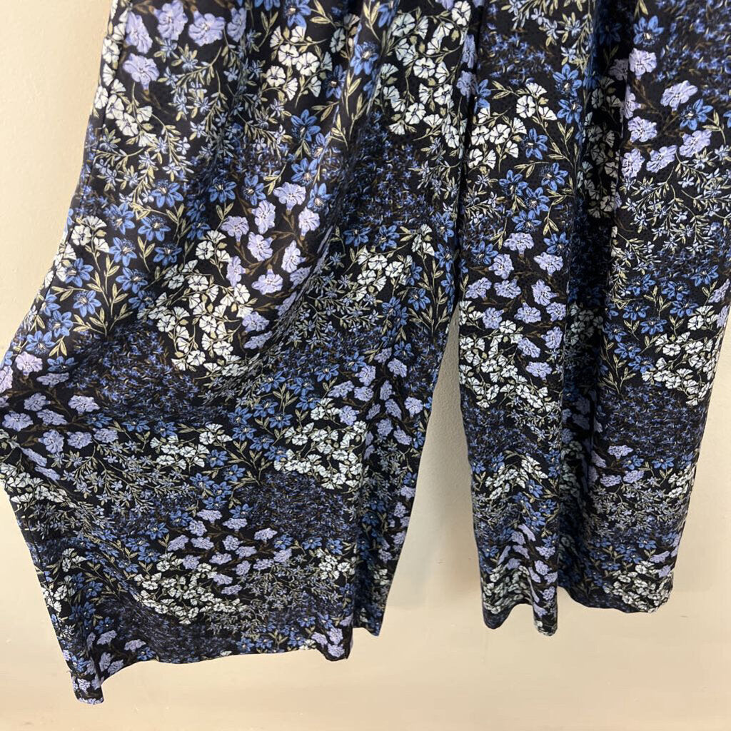 Rebecca Taylor 100% Silk Navy/ Blue Flower Print Short Ruffle Sleeve Jumpsuit 4