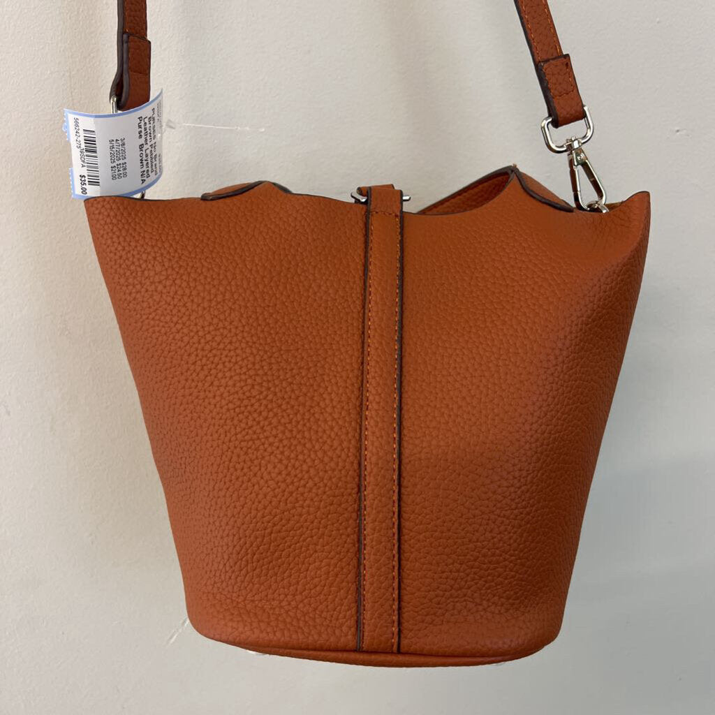 Brown Pebbled Leather Layered Purse