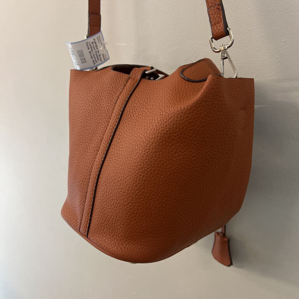 Brown Pebbled Leather Layered Purse